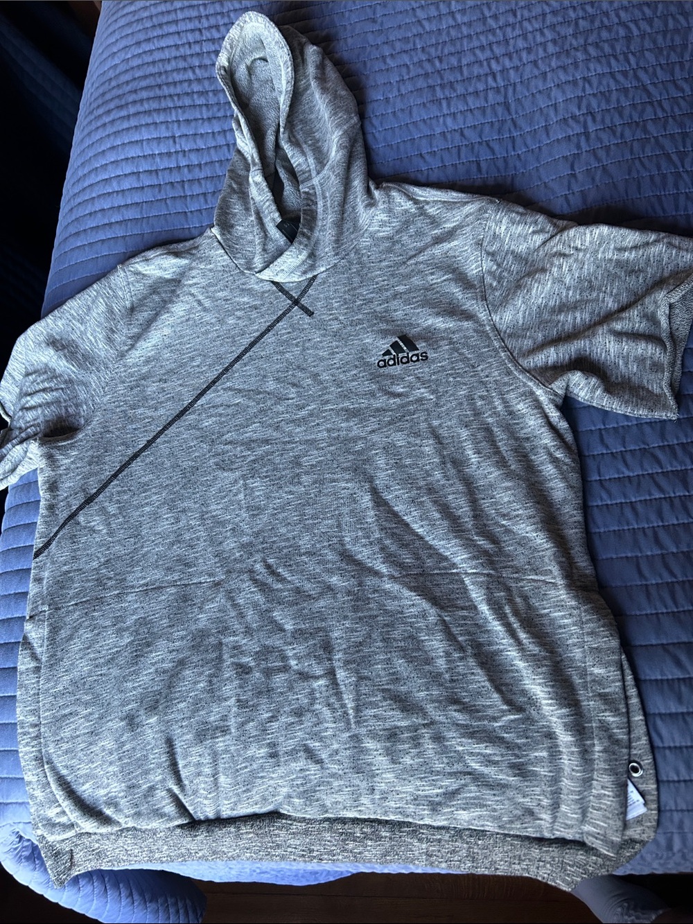 adidas Gray Heather Short-Sleeve Hooded Pullover